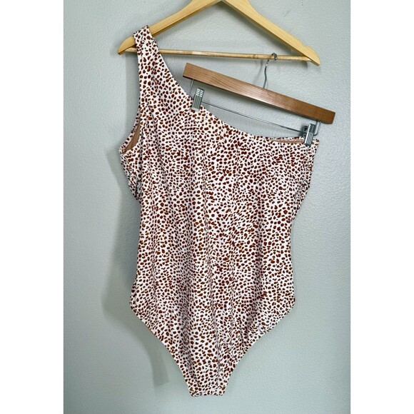 J. Crew Women's Swimsuit Size 2X One Shoulder Ruched Animal Print Cheetah EUC - Picture 5 of 7
